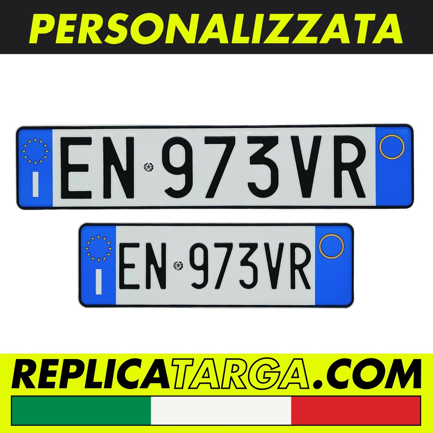 Set di targhe italiane anteriore e posteriore personalizzate in alluminio