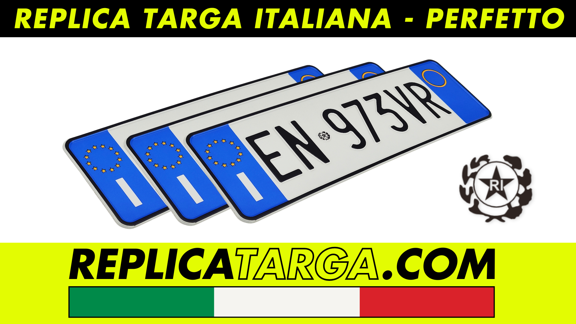 Replica targa anteriore italiana riflettente formato originale per auto storiche